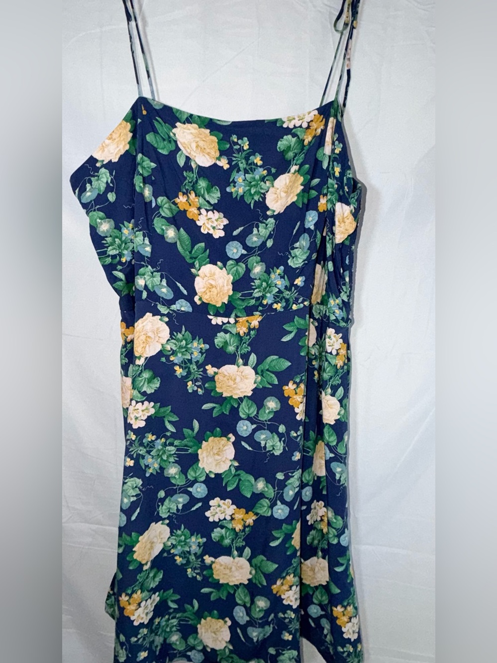 Old Navy Fit and Flare Floral Navy Dress with Yellow Rose Print